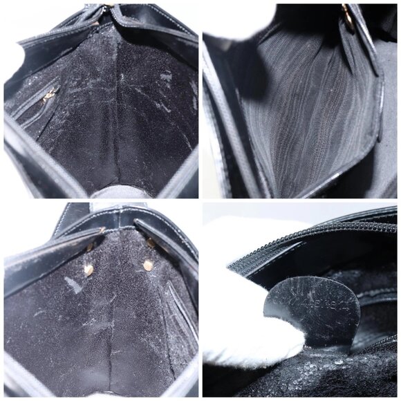 GUCCI Shoulder Bag Enamel Black Gold - Picture 15 of 16